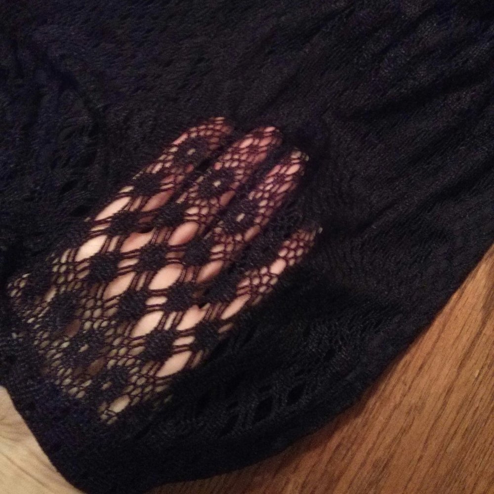 Vintage 90s Black Crochet Pointelle Maxi Slip Dress - Picture 11 of 15
